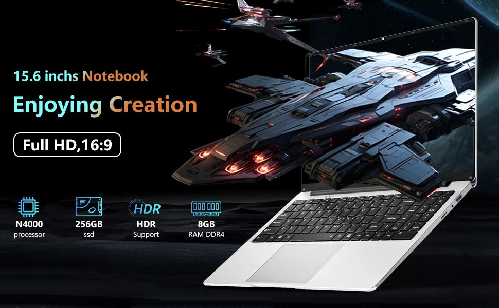 Laptops 15.6 Inch 8GB RAM 256 GB SSD 1920*1080P Screen Learning Portable Notebook Computer with Office 365 Camera for Student