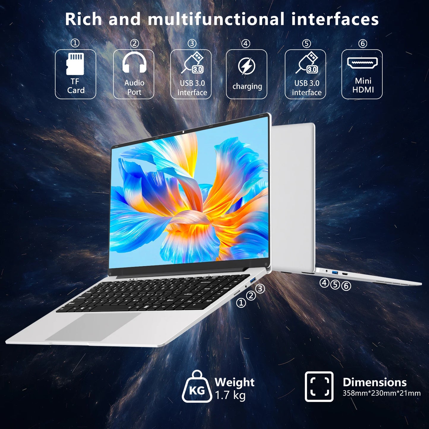 Laptops 15.6 Inch 8GB RAM 256 GB SSD 1920*1080P Screen Learning Portable Notebook Computer with Office 365 Camera for Student