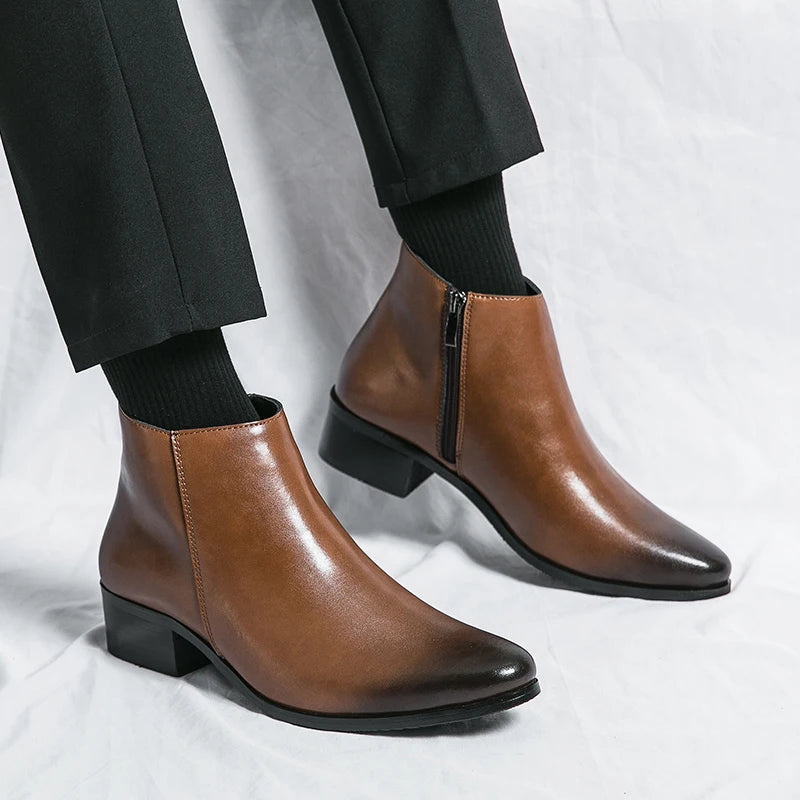 YRZL Mens PU Leather Boots
