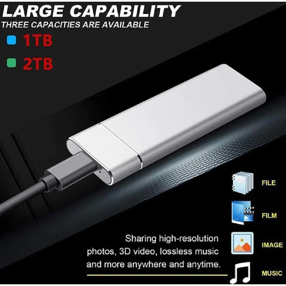 External Hard Drive SSD 1TB High-capacity USB/Type-C Interface High-speed Mini Portable External Ssd for Laptops/desktop/phones