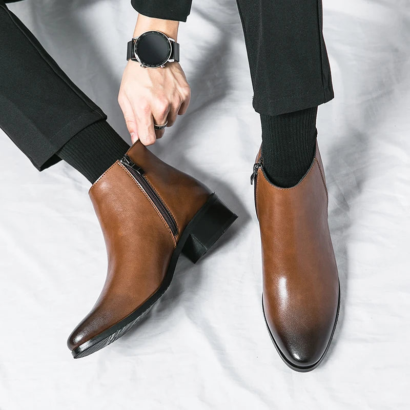 YRZL Mens PU Leather Boots