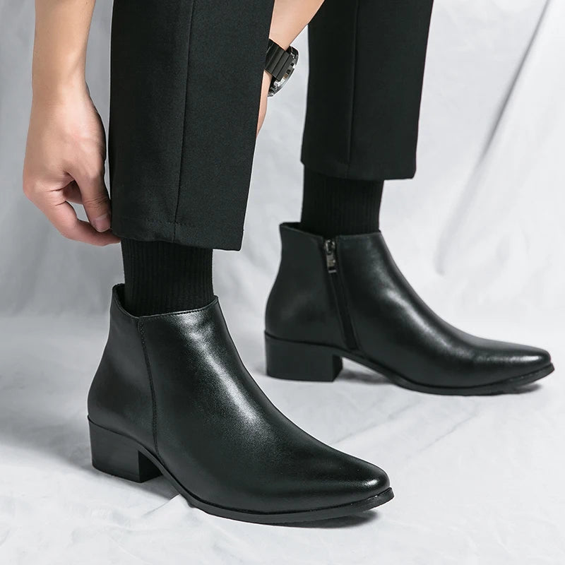 YRZL Mens PU Leather Boots