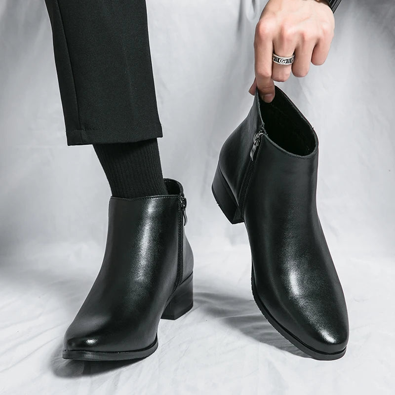 YRZL Mens PU Leather Boots