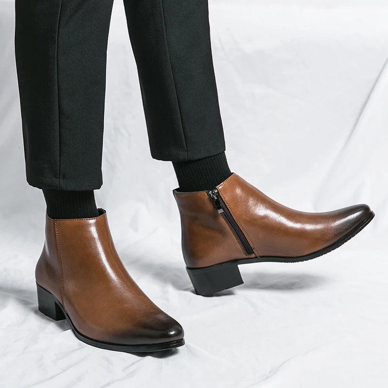 YRZL Mens PU Leather Boots