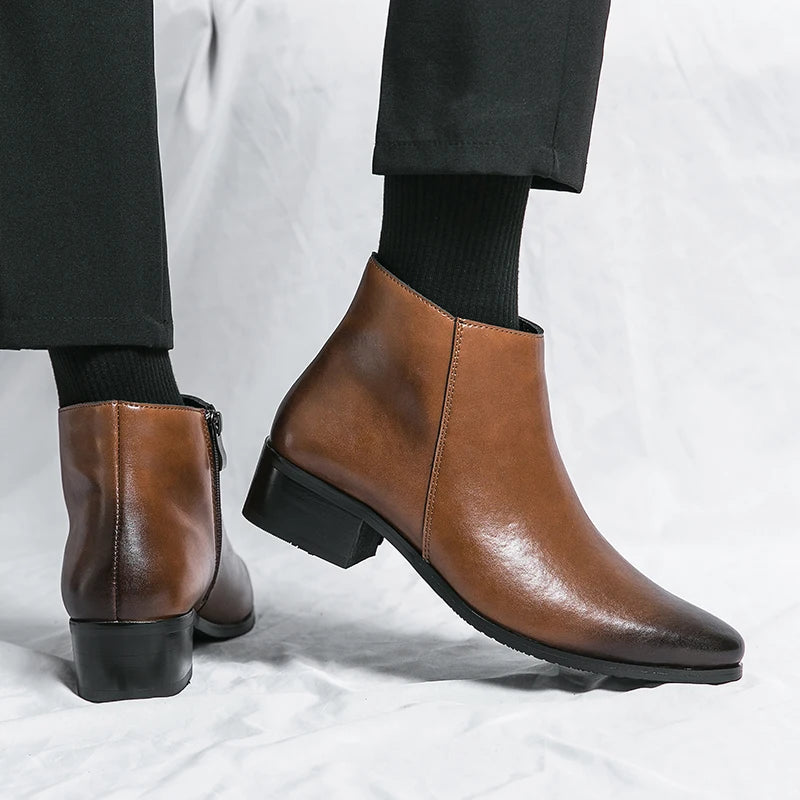 YRZL Mens PU Leather Boots