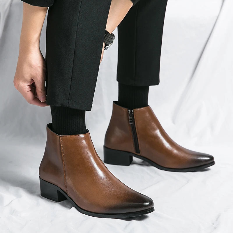 YRZL Mens PU Leather Boots