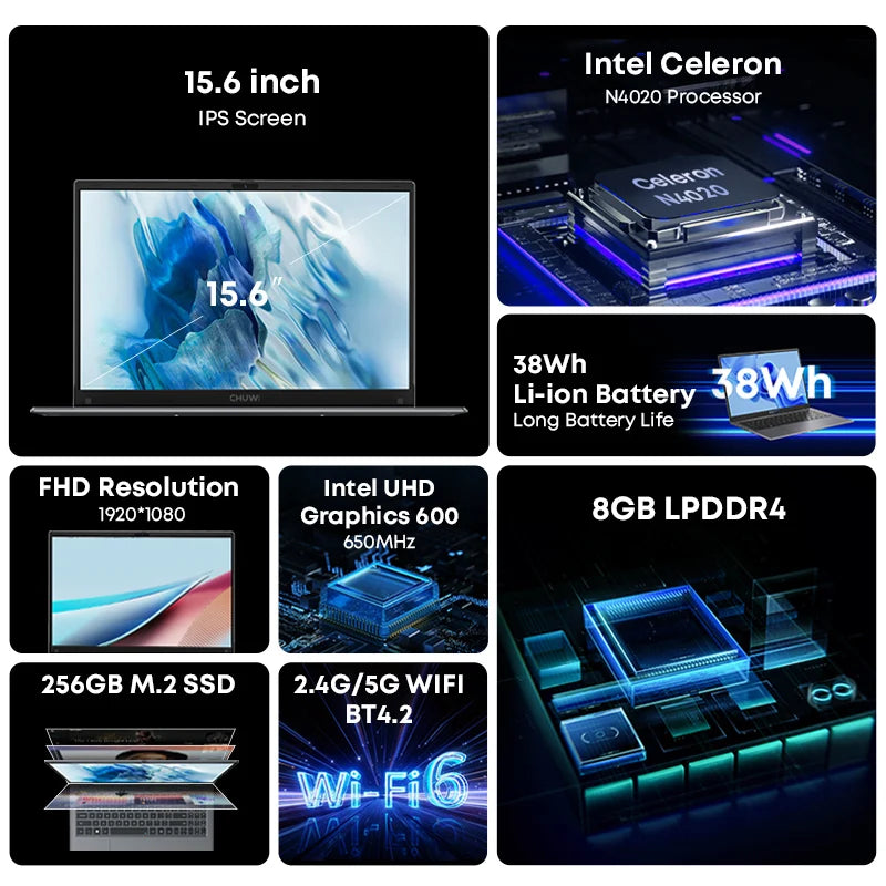 CHUWI Herobook Pro / Herobook Plus Laptop Windows 11 Laptop 14.1inch / 15.6inch FHD Intel N4020 LPDDR4 8GB 256GB SSD Computer PC
