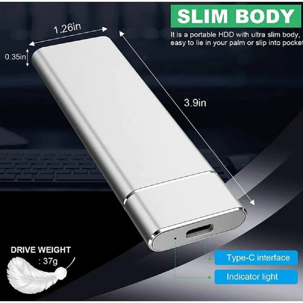 External Hard Drive SSD 1TB High-capacity USB/Type-C Interface High-speed Mini Portable External Ssd for Laptops/desktop/phones