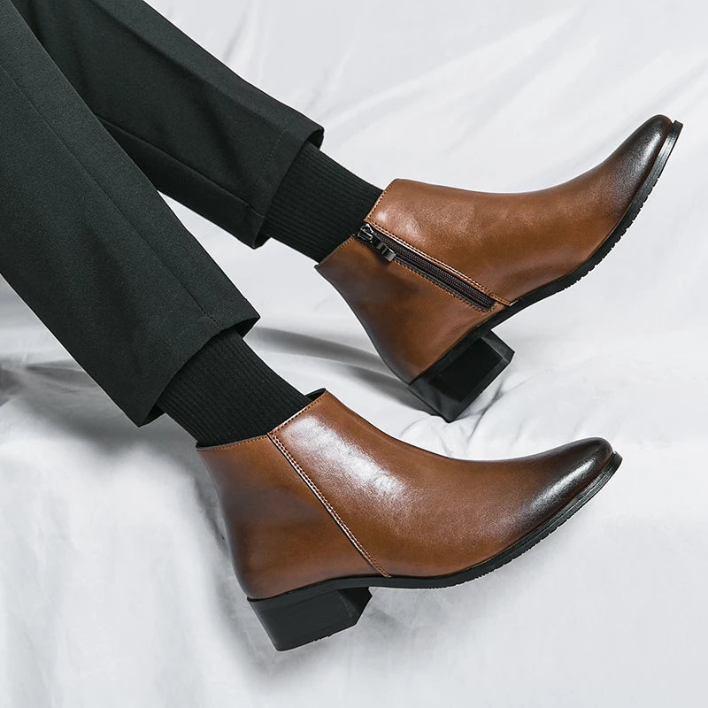 YRZL Mens PU Leather Boots