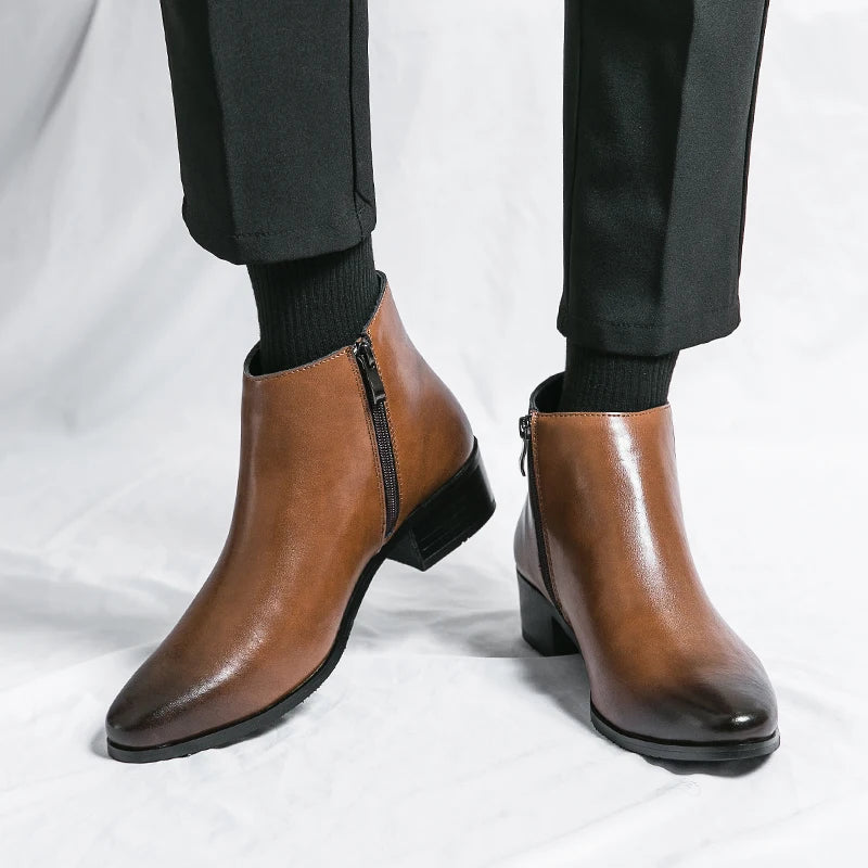 YRZL Mens PU Leather Boots