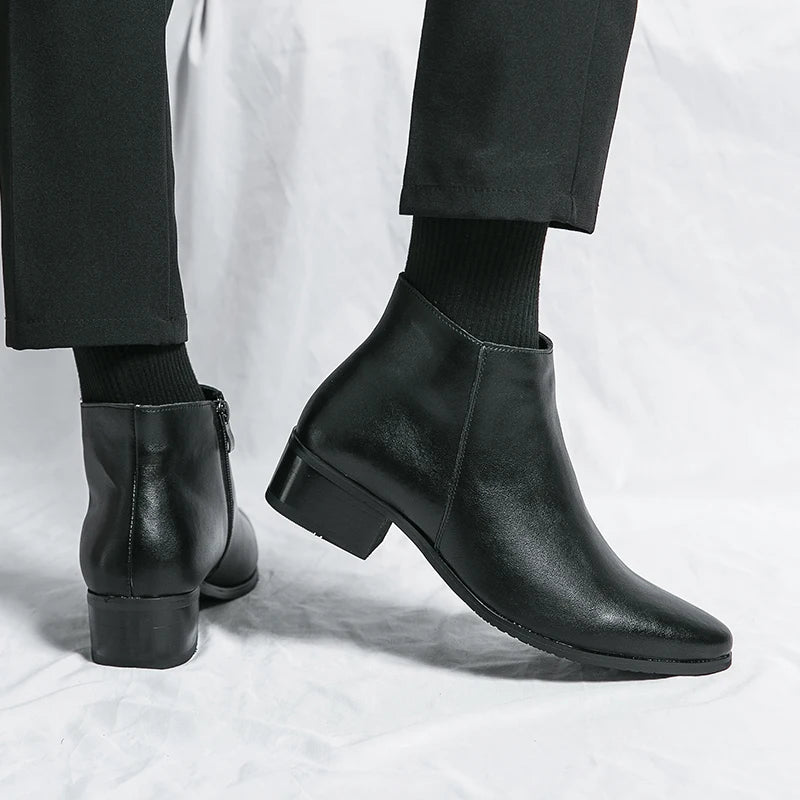 YRZL Mens PU Leather Boots