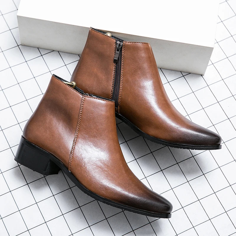 YRZL Mens PU Leather Boots