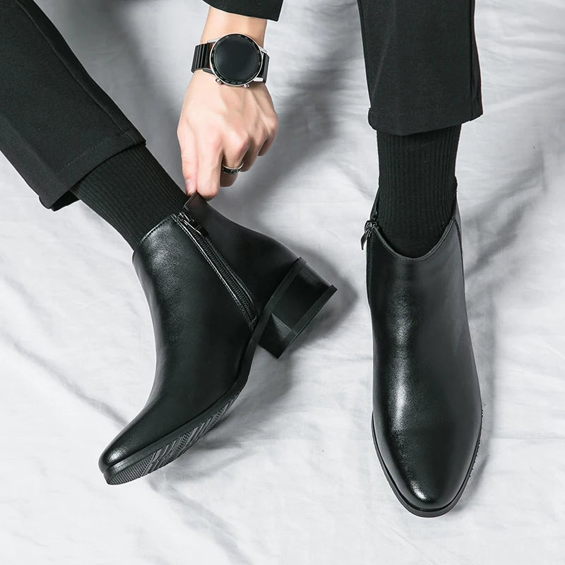 YRZL Mens PU Leather Boots