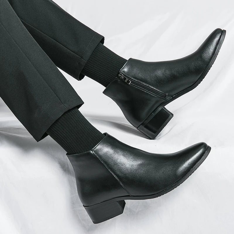 YRZL Mens PU Leather Boots